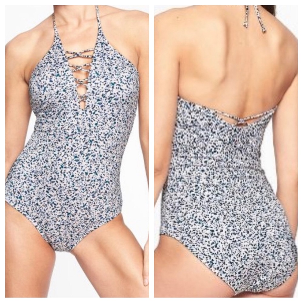 Athleta monokini plunge swimsuit halter M $129